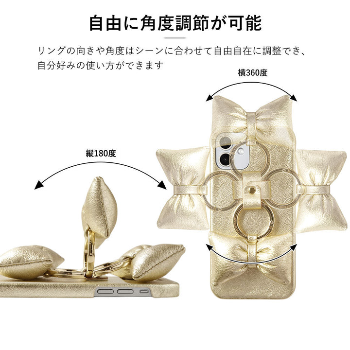 Étui arrière en cuir véritable avec cuir métallisé, rembourrage et anneau pour smartphone en forme de ruban, série Xperia