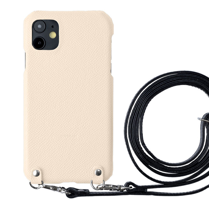 Cuir véritable Cuir français Veau Epsom Avec bandoulière Étui arrière Série iPhone