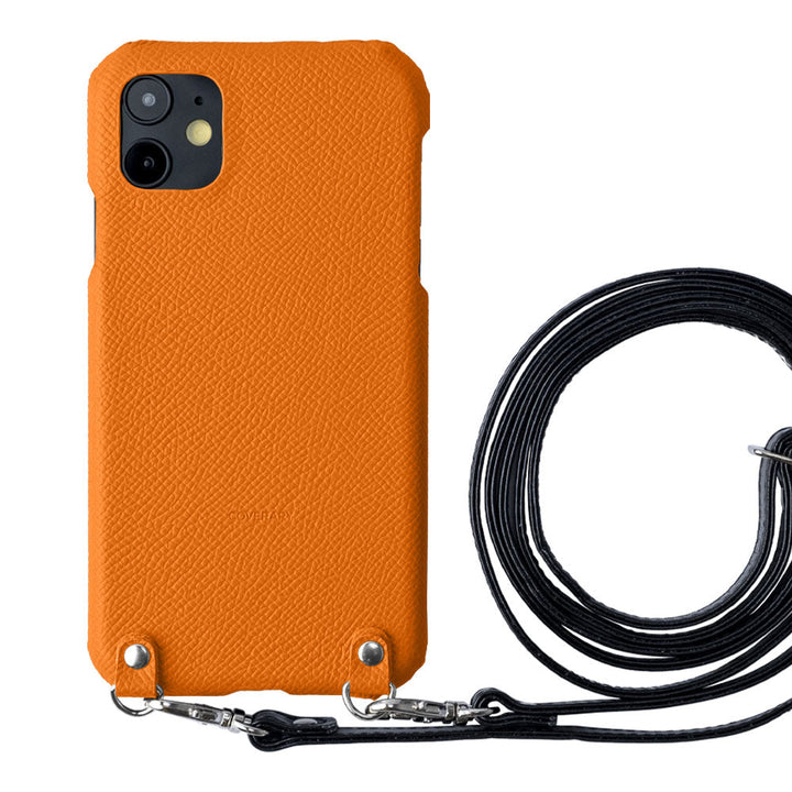 Cuir véritable Cuir français Veau Epsom Avec bandoulière Étui arrière Série iPhone