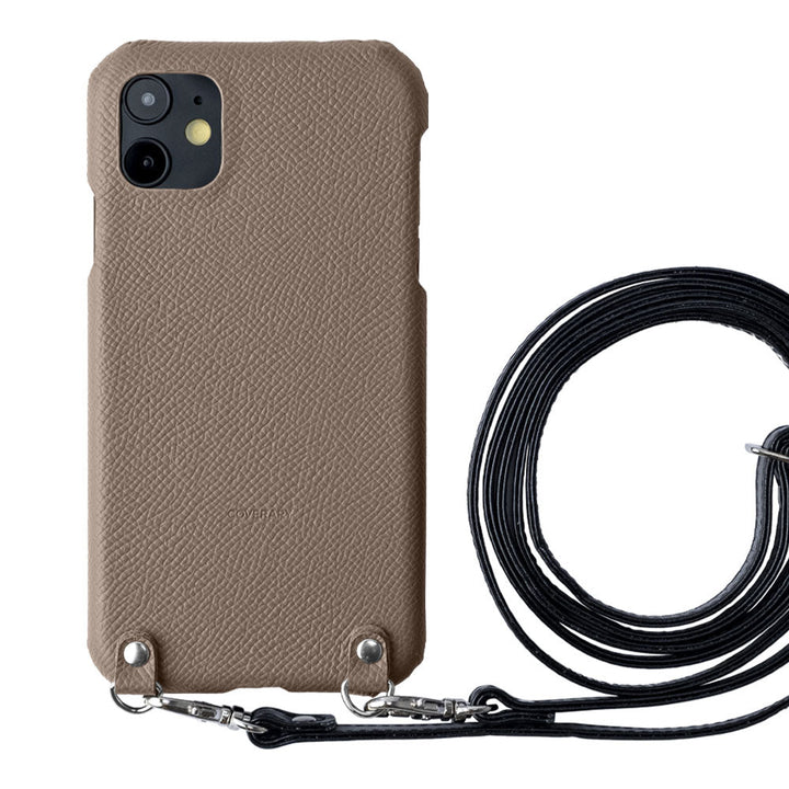 Cuir véritable Cuir français Veau Epsom Avec bandoulière Étui arrière Série iPhone