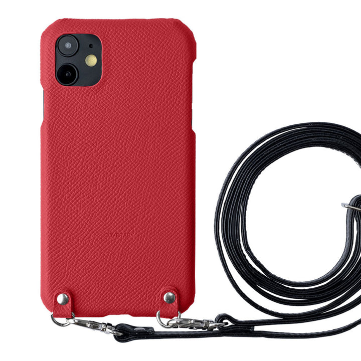 Cuir véritable Cuir français Veau Epsom Avec bandoulière Étui arrière Série iPhone