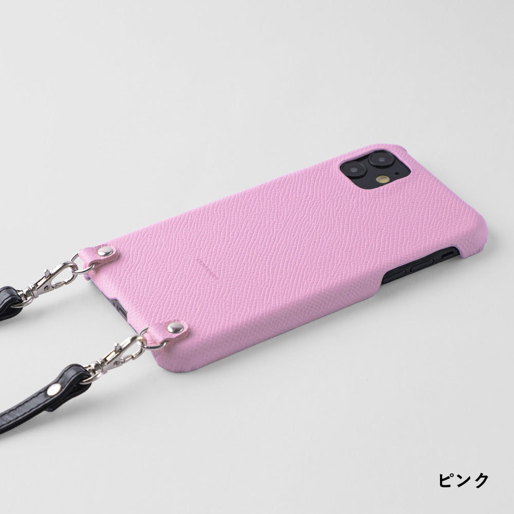 Cuir véritable Cuir français Veau Epsom Avec bandoulière Étui arrière Série iPhone