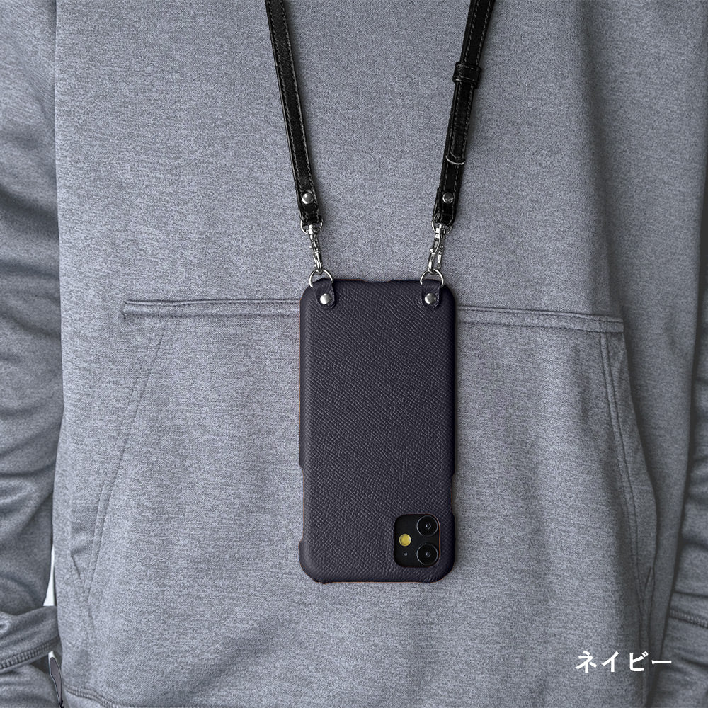 Cuir véritable Cuir français Veau Epsom Avec bandoulière Étui arrière Série iPhone