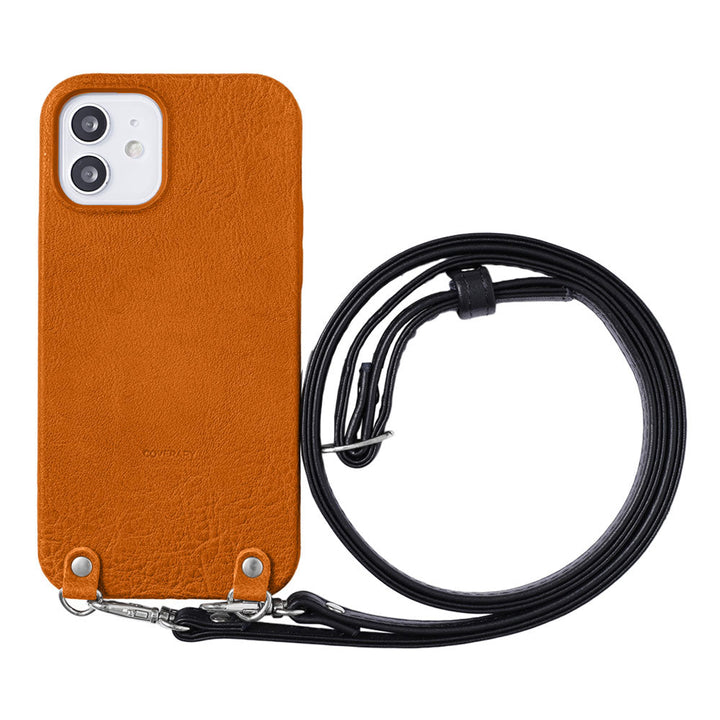 Étui arrière en cuir véritable, cuir souple, finition grainée, avec bandoulière, série Xperia