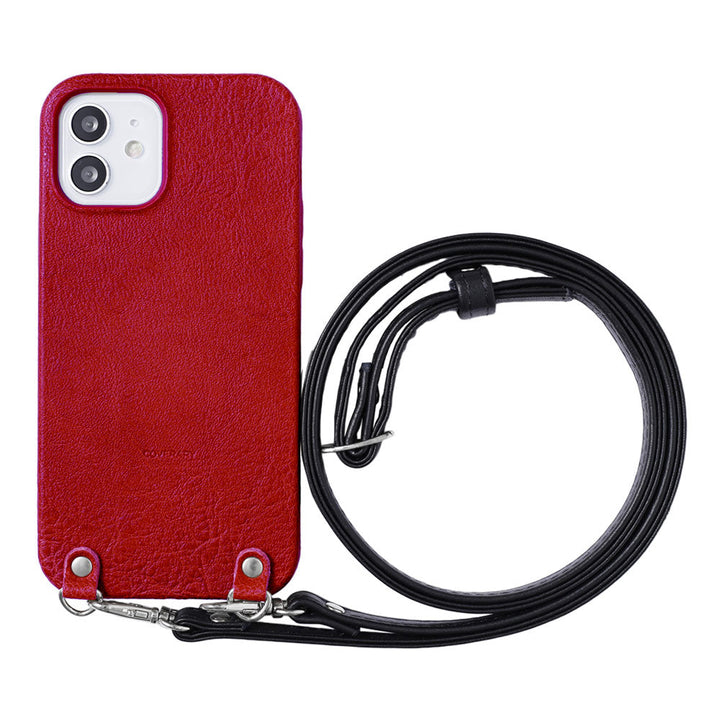 Étui arrière en cuir véritable, cuir souple, finition grainée, avec bandoulière, série Xperia