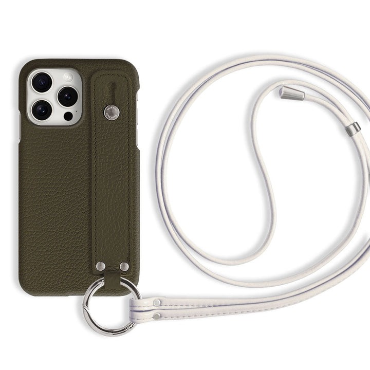 本革 32色 イタリアンシュリンクレザー ハンドベルト付き ストラップ付き 背面ケース iPhoneシリーズ