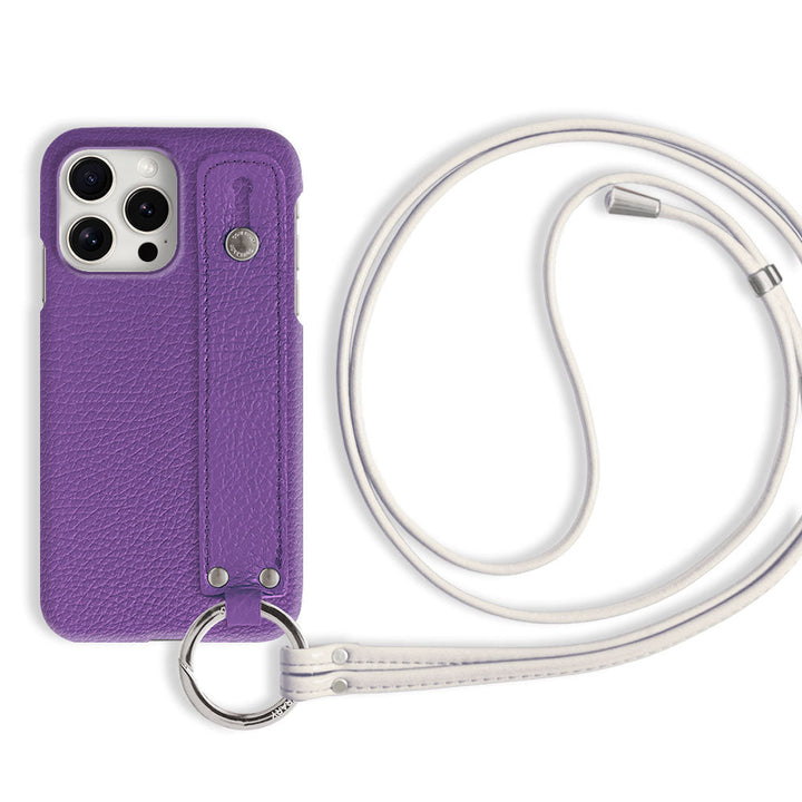 本革 32色 イタリアンシュリンクレザー ハンドベルト付き ストラップ付き 背面ケース iPhoneシリーズ