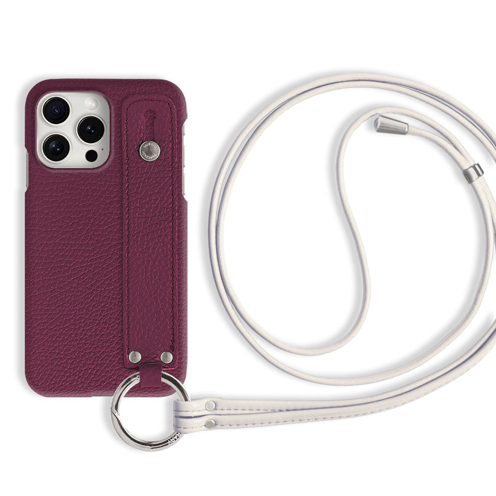 本革 32色 イタリアンシュリンクレザー ハンドベルト付き ストラップ付き 背面ケース iPhoneシリーズ