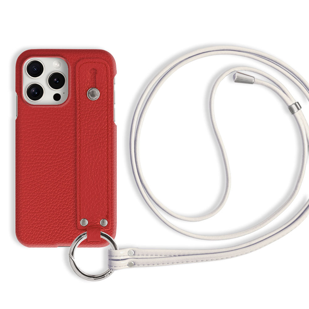 本革 32色 イタリアンシュリンクレザー ハンドベルト付き ストラップ付き 背面ケース iPhoneシリーズ