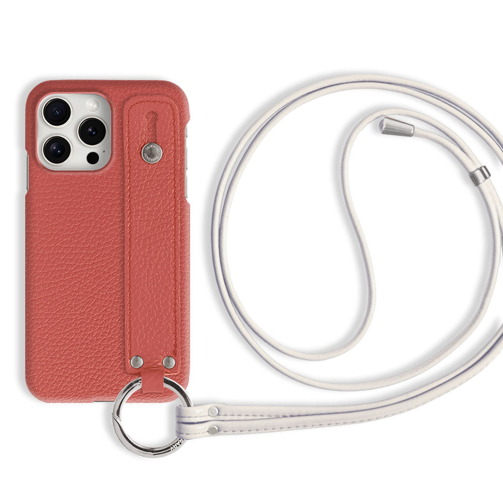 本革 32色 イタリアンシュリンクレザー ハンドベルト付き ストラップ付き 背面ケース iPhoneシリーズ