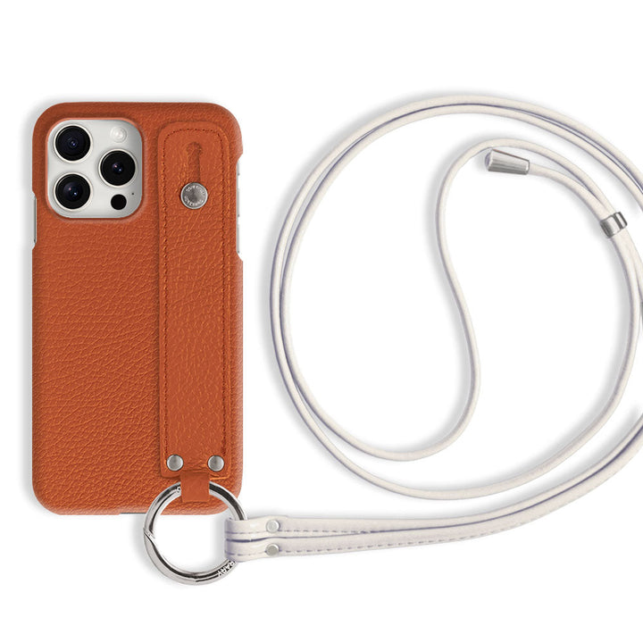 本革 32色 イタリアンシュリンクレザー ハンドベルト付き ストラップ付き 背面ケース iPhoneシリーズ