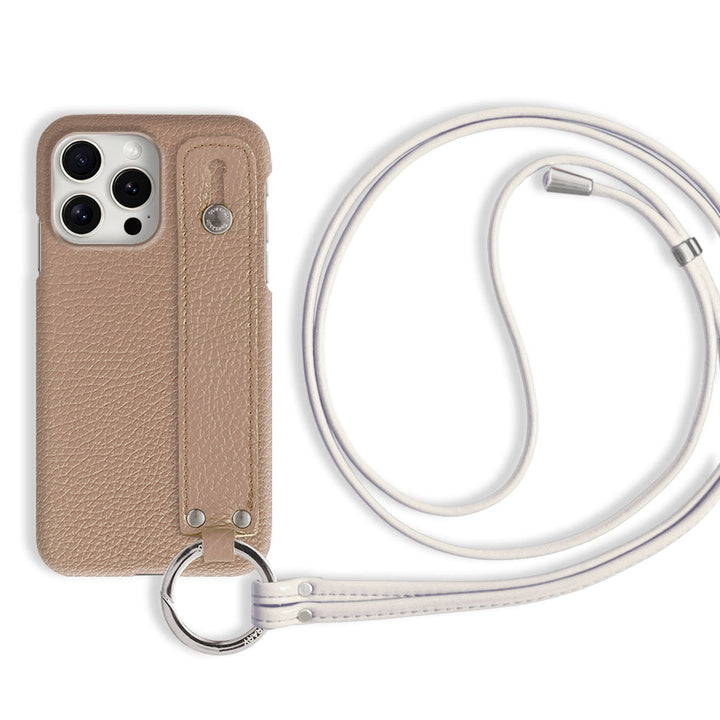 本革 32色 イタリアンシュリンクレザー ハンドベルト付き ストラップ付き 背面ケース iPhoneシリーズ