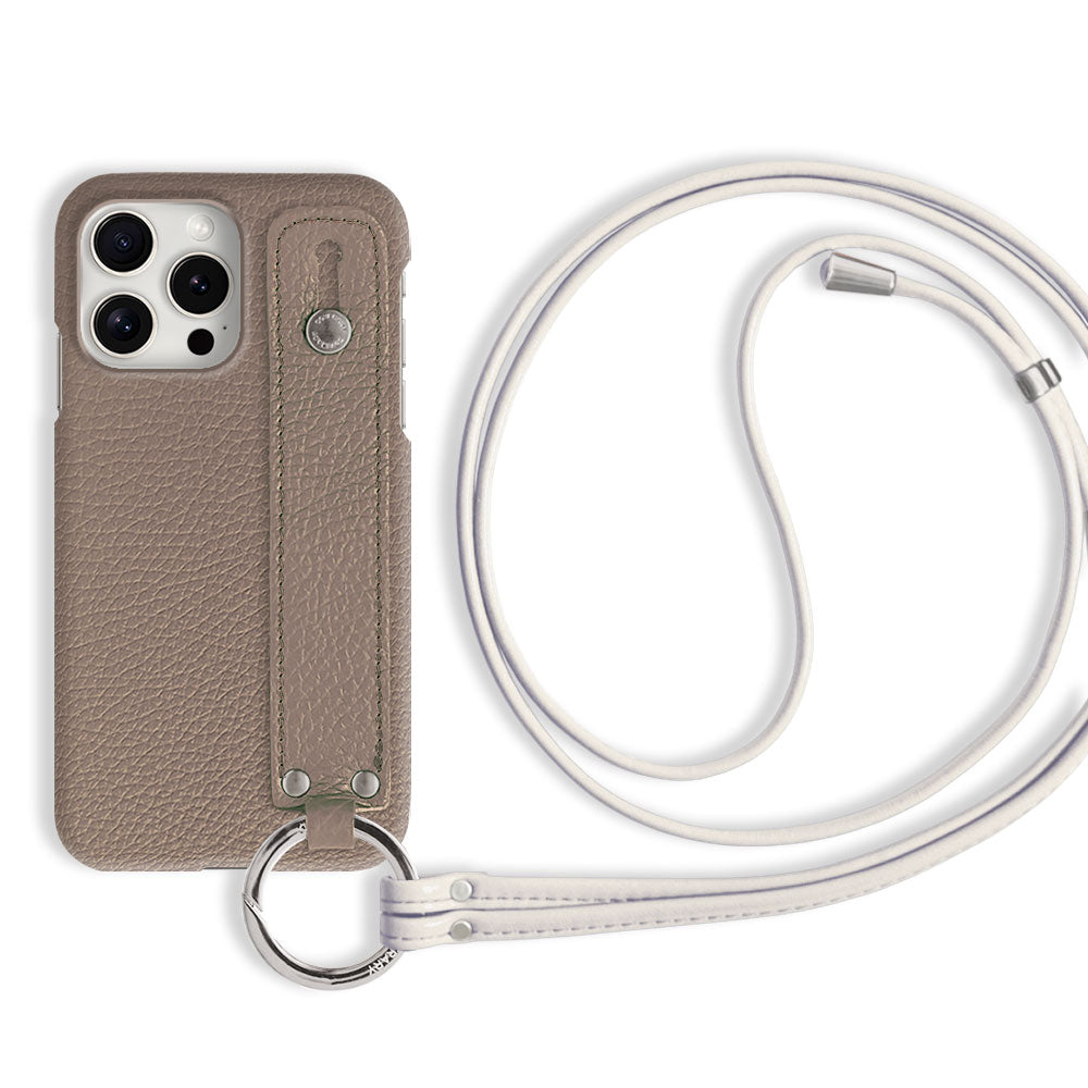 本革 32色 イタリアンシュリンクレザー ハンドベルト付き ストラップ付き 背面ケース iPhoneシリーズ