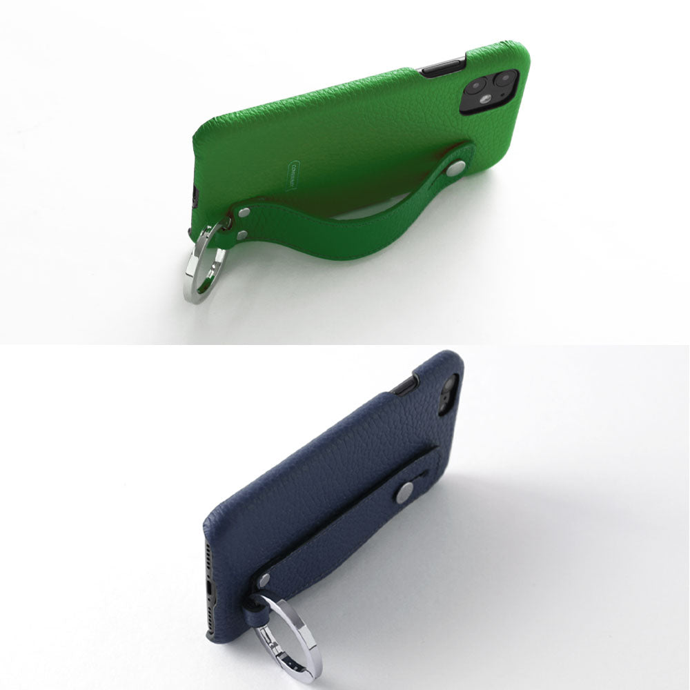 本革 32色 イタリアンシュリンクレザー ハンドベルト付き ストラップ付き 背面ケース iPhoneシリーズ