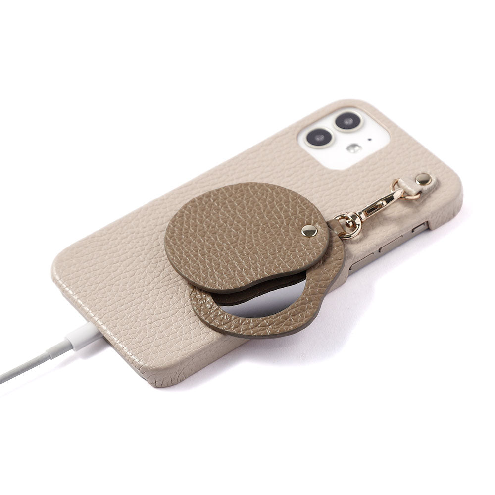 Genuine leather 32 colors Italian shrink leather motif mirror charm back case AQUOS series