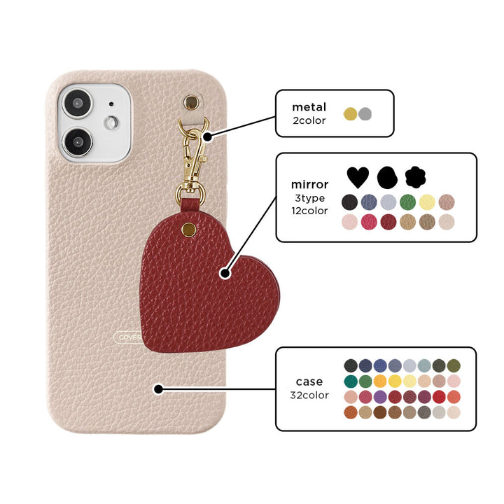 Cuir véritable 32 couleurs cuir italien grainé motif miroir porte-clés coque arrière