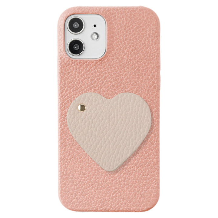 本革 32色 イタリアンシュリンクレザー 貼り付けモチーフミラー 背面ケース iPhoneシリーズ