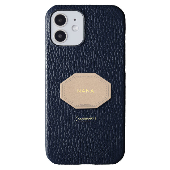 Cuir véritable 32 couleurs cuir italien grainé avec plaque nominative coque arrière gravure (impression à chaud)