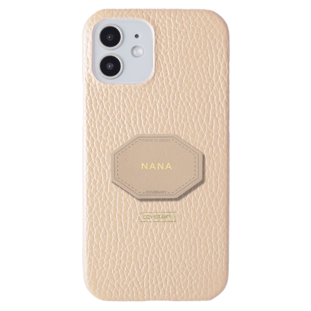 Cuir véritable 32 couleurs cuir italien grainé avec plaque nominative coque arrière gravure (impression à chaud) série iPhone