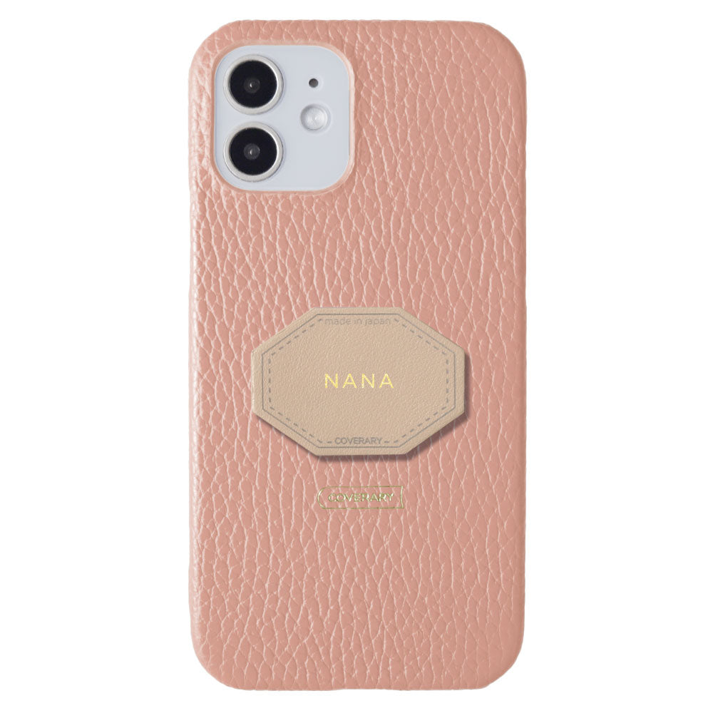 Cuir véritable 32 couleurs cuir italien grainé avec plaque nominative coque arrière gravure (impression à chaud) série iPhone