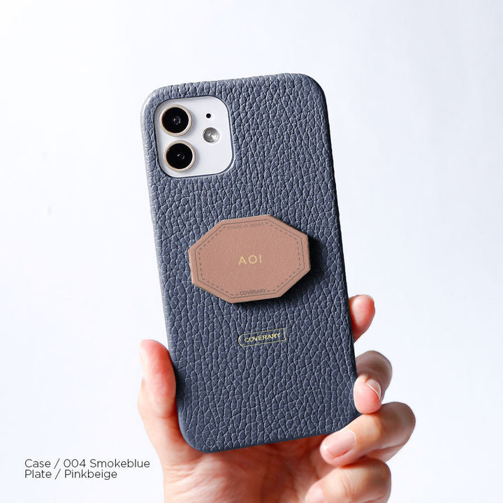 Cuir véritable 32 couleurs cuir italien grainé avec plaque nominative coque arrière gravure (impression à chaud) série Galaxy