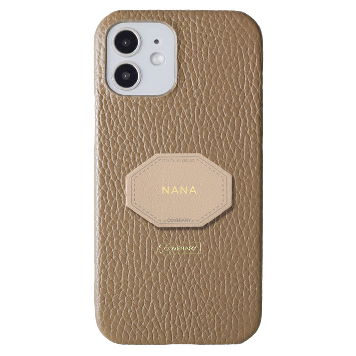 Cuir véritable 32 couleurs cuir italien grainé avec plaque nominative coque arrière gravure (impression à chaud)