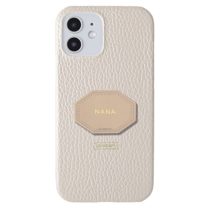 Cuir véritable 32 couleurs cuir italien grainé avec plaque nominative coque arrière gravure (impression à chaud) série iPhone