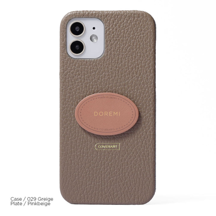 Cuir véritable 32 couleurs cuir italien grainé avec plaque nominative coque arrière gravure (impression à chaud) série iPhone