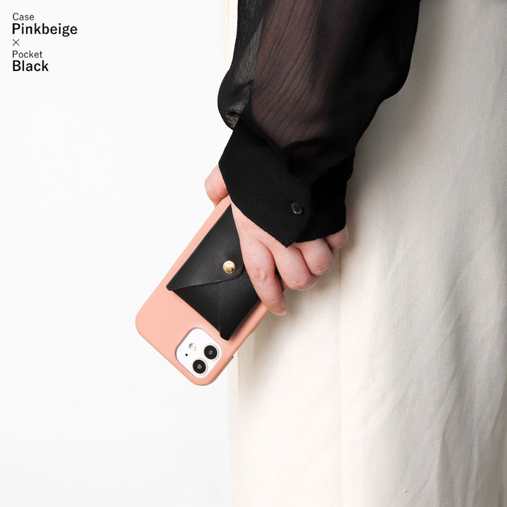 本革 イタリアンスムースレザー 蓋ありポケット付き 背面ケース