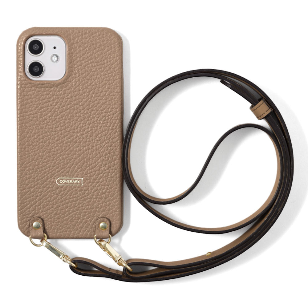 本革 32色 イタリアンシュリンクレザー 幅広ショルダーストラップ付き 背面ケース iPhoneシリーズ