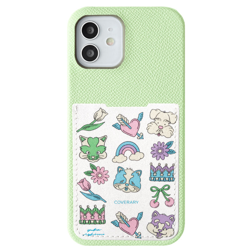 【POPUP Limited】Nishiizumi Yuka × COVERARY Genuine Leather Retro POP Pattern Pocketed Collaboration Back Case