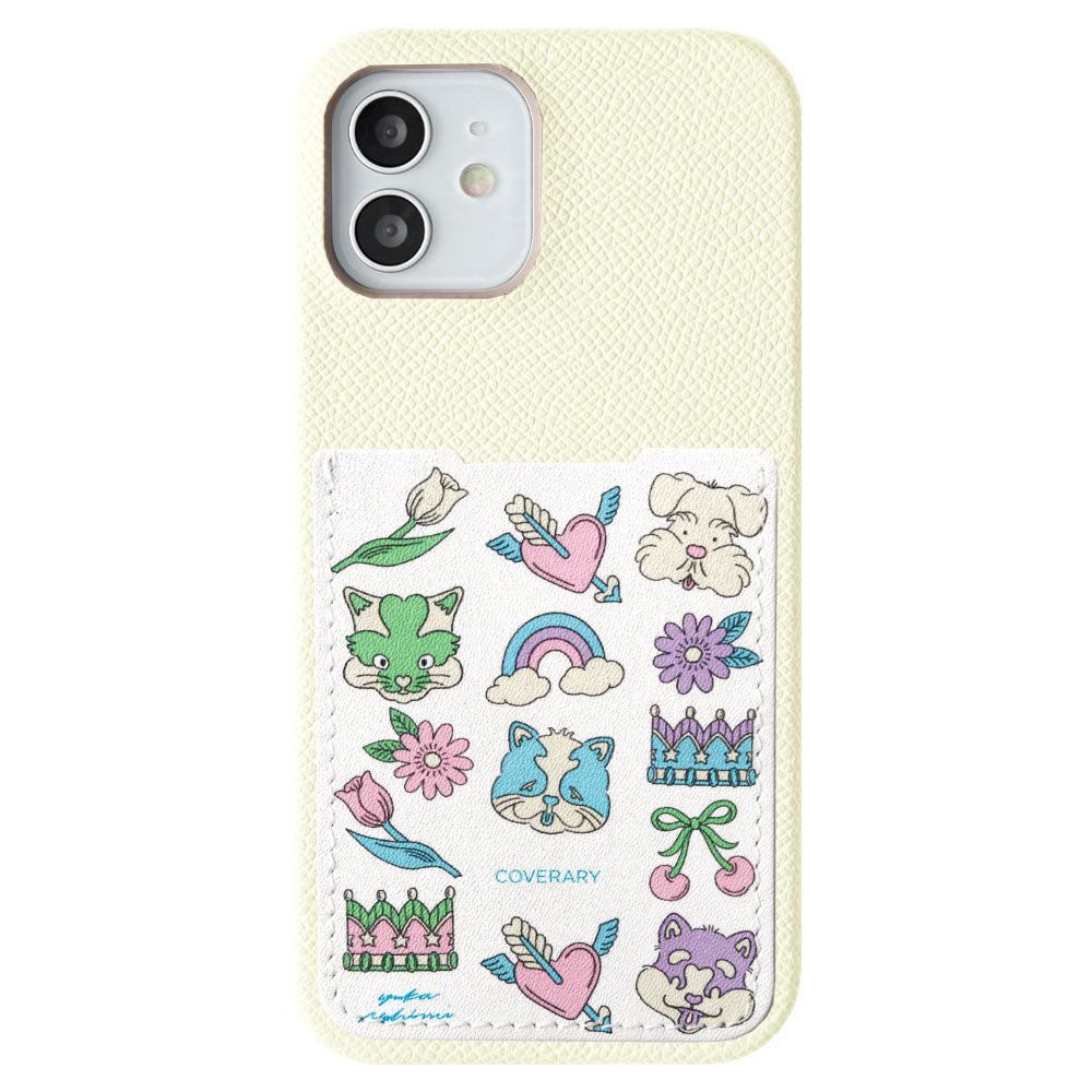 【POPUP Limited】Nishiizumi Yuka × COVERARY Genuine Leather Retro POP Pattern Pocketed Collaboration Back Case