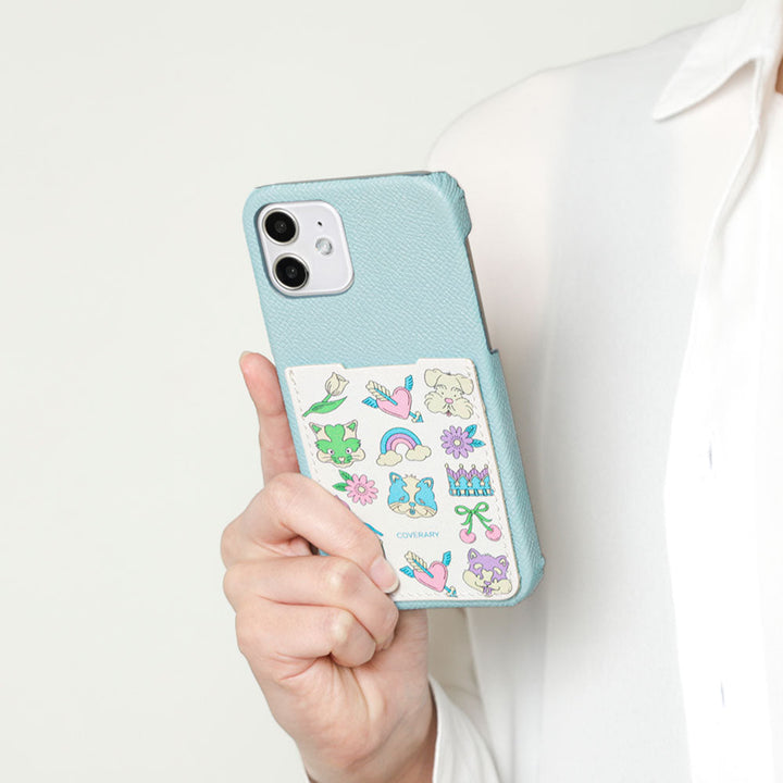 【POPUP Limited】Nishiizumi Yuka × COVERARY Genuine Leather Retro POP Pattern Pocketed Collaboration Back Case