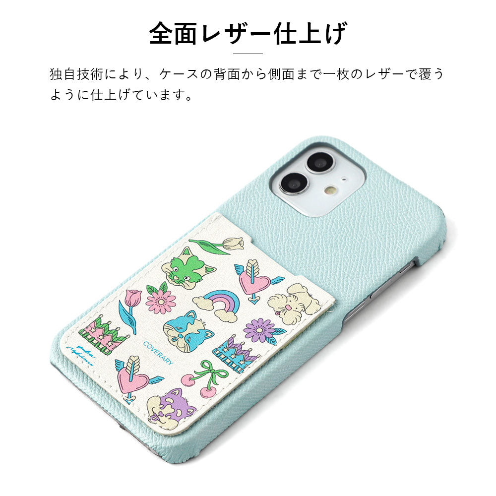 ニシイズミユカ × COVERARY 本革 レトロPOP柄 ポケット付き コラボ背面ケース