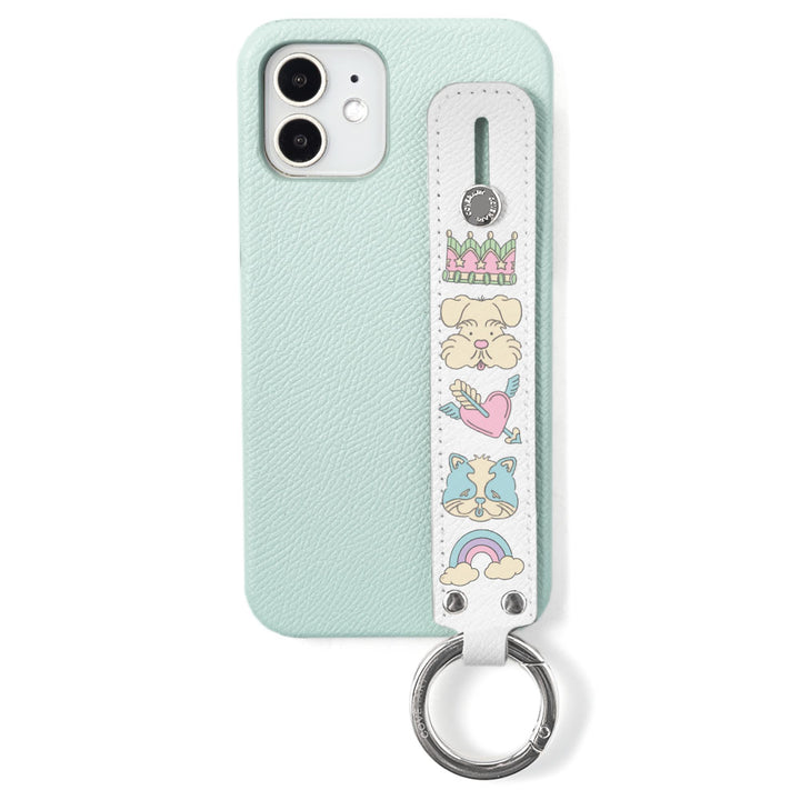 ニシイズミユカ × COVERARY 本革 レトロPOP柄 ハンドベルト付き コラボ背面ケース