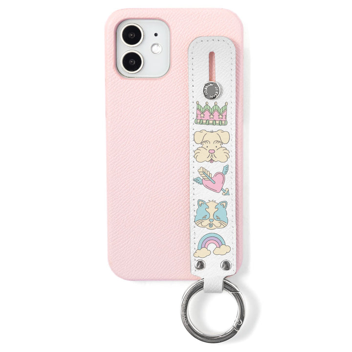 ニシイズミユカ × COVERARY 本革 レトロPOP柄 ハンドベルト付き コラボ背面ケース