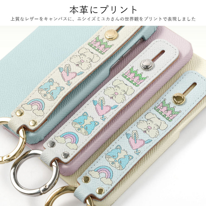 ニシイズミユカ × COVERARY 本革 レトロPOP柄 ハンドベルト付き コラボ背面ケース