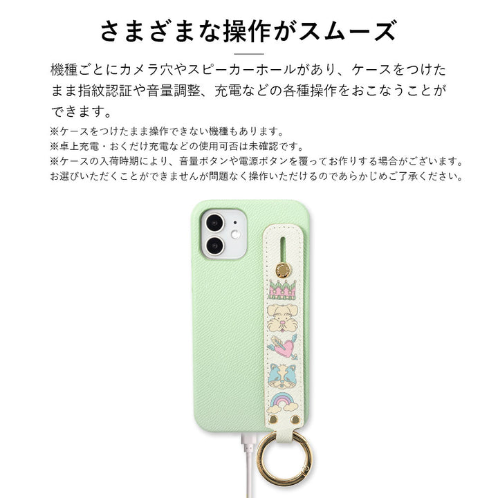 ニシイズミユカ × COVERARY 本革 レトロPOP柄 ハンドベルト付き コラボ背面ケース