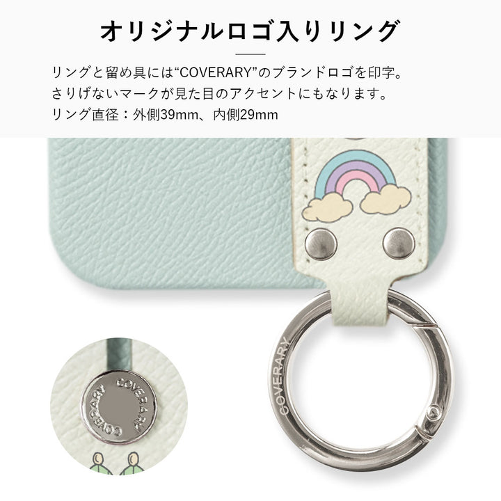 ニシイズミユカ × COVERARY 本革 レトロPOP柄 ハンドベルト付き コラボ背面ケース