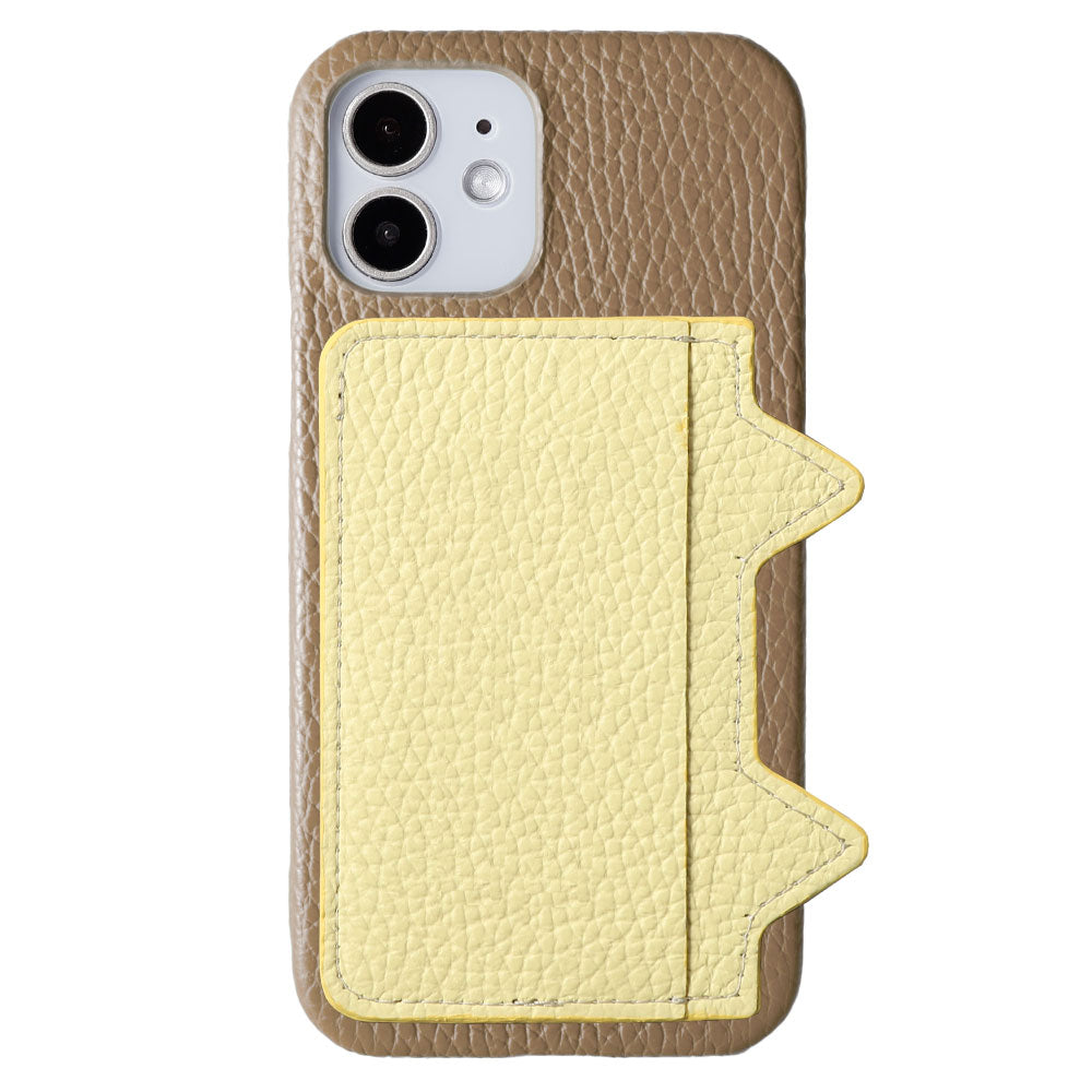 本革 32色 イタリアンシュリンクレザー カード収納 ネコ耳ポケット付き 背面ケース