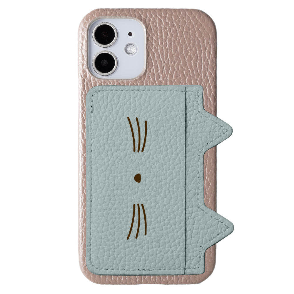 Cuir véritable 32 couleurs cuir italien grainé rangement cartes poche oreilles de chat &amp; impression visage coque arrière série Xperia