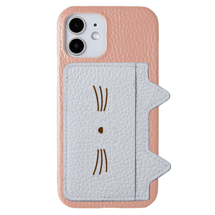 Genuine Leather 32 Colors Italian Shrink Leather Card Storage Cat Ear Pocket &amp; Face Print Back Case AQUOS Series