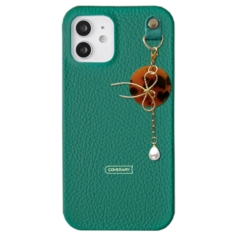 Cuir véritable 32 couleurs cuir italien grainé Charme perle & ruban coque arrière Série Xperia
