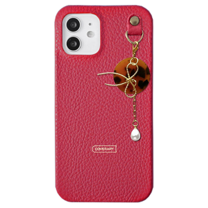 Cuir véritable 32 couleurs cuir italien grainé Charme perle & ruban coque arrière Série Xperia