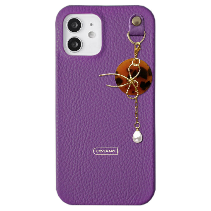 Cuir véritable 32 couleurs cuir italien grainé Charme perle & ruban coque arrière Série Xperia