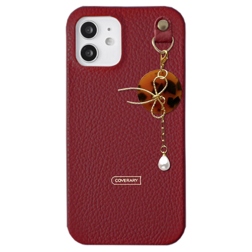 Cuir véritable 32 couleurs cuir italien grainé Charme perle & ruban coque arrière Série Xperia