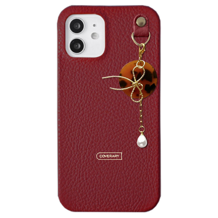 Cuir véritable 32 couleurs cuir italien grainé Charme perle & ruban coque arrière Série Xperia