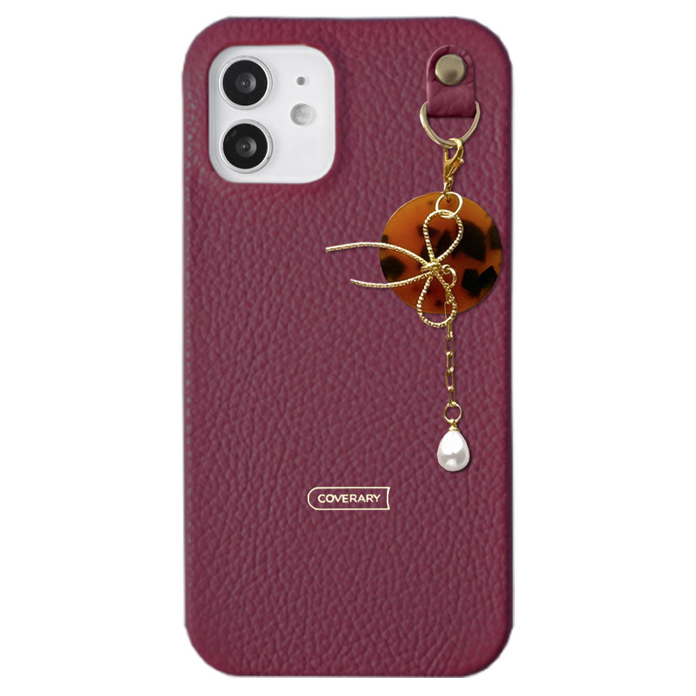 Cuir véritable 32 couleurs cuir italien grainé Charme perle & ruban coque arrière Série Xperia