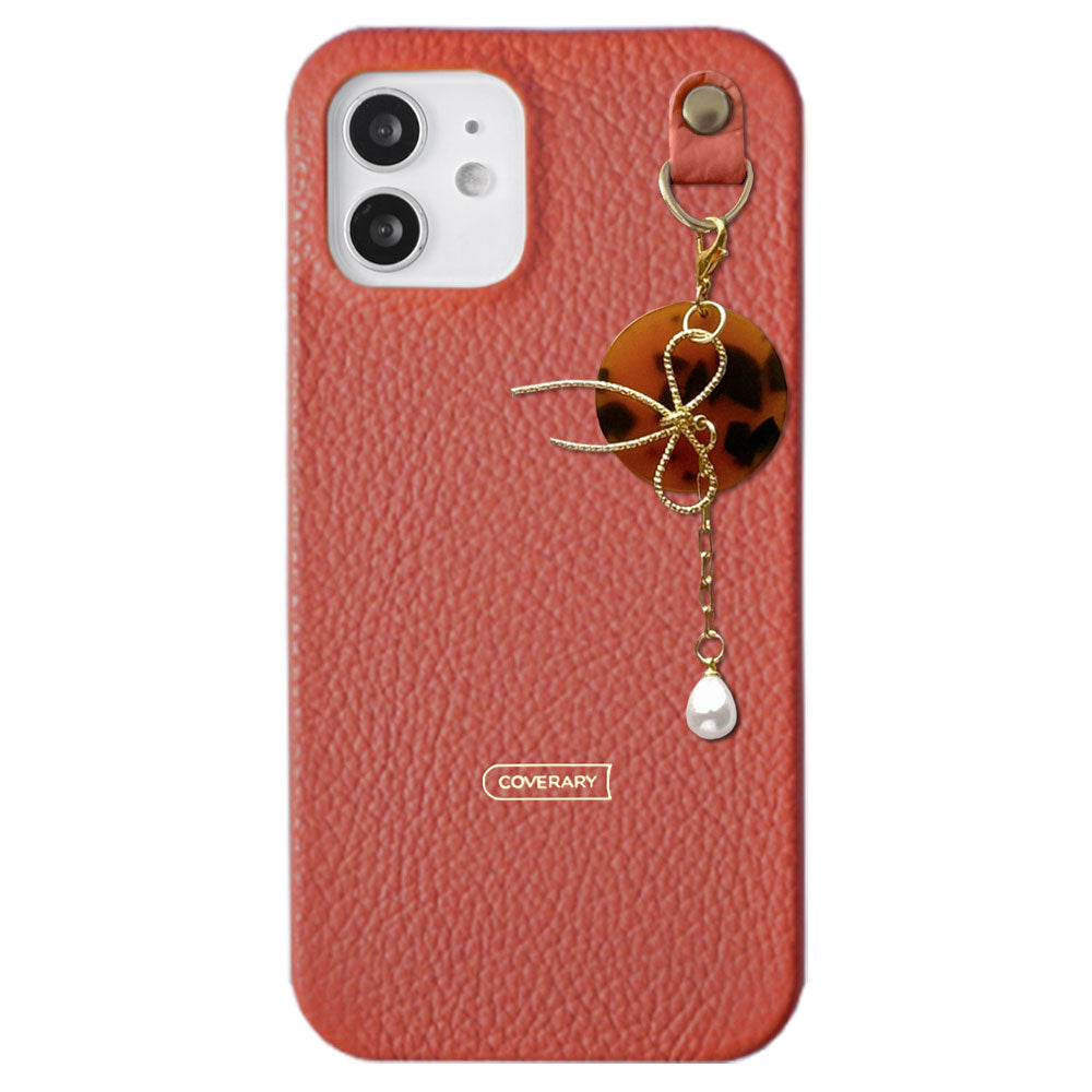 Cuir véritable 32 couleurs cuir italien grainé Charme perle & ruban coque arrière Série Xperia