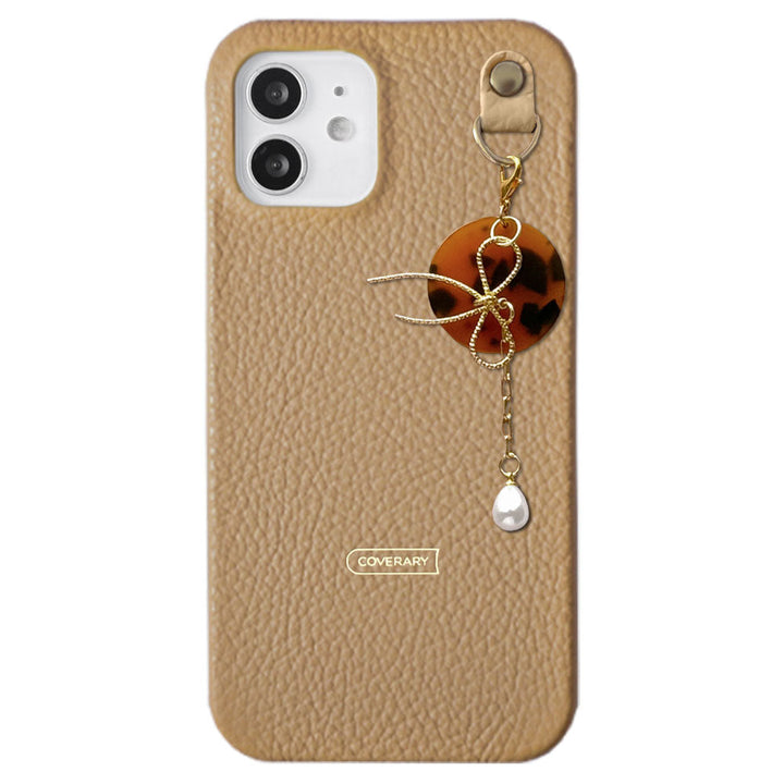 Cuir véritable 32 couleurs cuir italien grainé Charme perle & ruban coque arrière Série Xperia